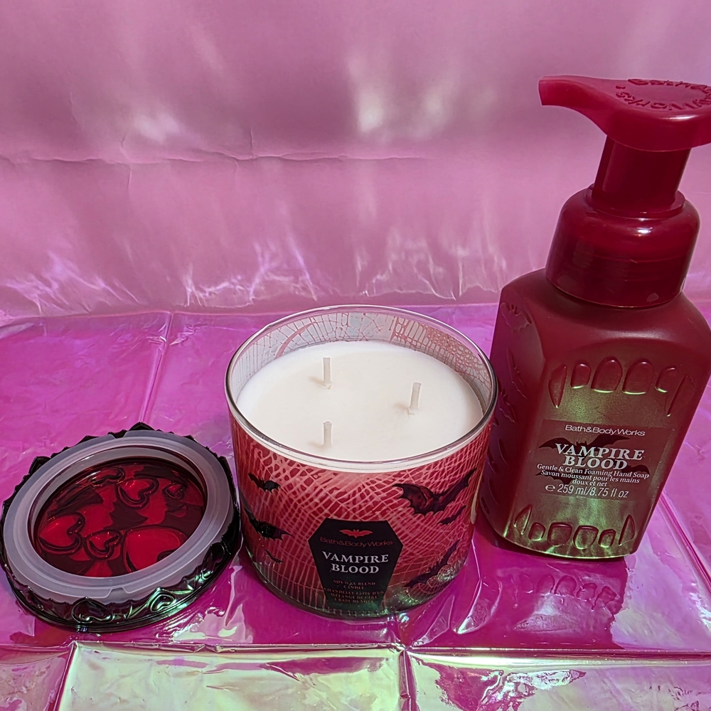 Bath & Body Works: Vampire Blood 3 Wick Candle + Vampire Blood Gentle Hand Soap - Picture 6 of 7